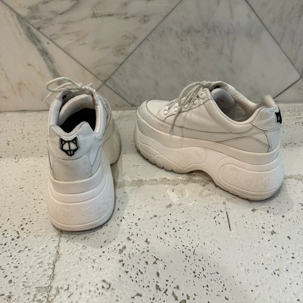 Naked Wolfe sporty white leather platform sneakers